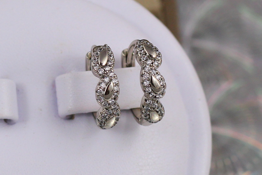 Сережки кільця Хuping Jewelry тріо 1.6 см сріблясті