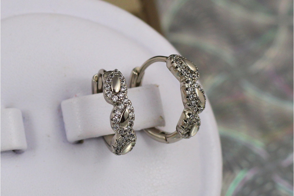 Сережки кільця Хuping Jewelry тріо 1.6 см сріблясті