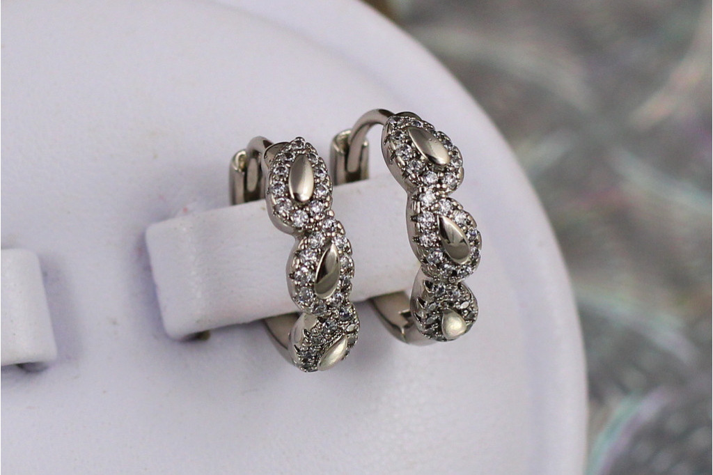 Сережки кільця Хuping Jewelry тріо 1.6 см сріблясті