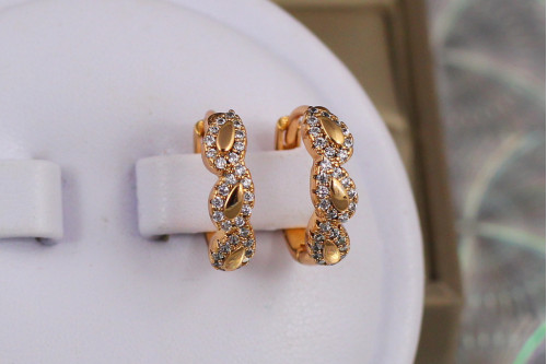 Серьги кольца Хuping Jewelry трио 1.6 см золотистые