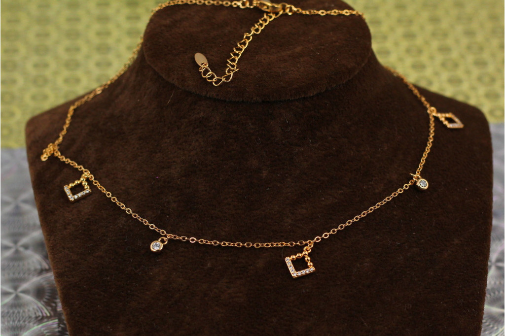 Ланцюг Xuping Jewelry з підвісочками ромбики 45 см домішка ланцюга 5 см золотистий
