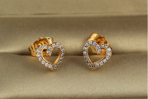 Сережки гвоздики Xuping Jewelry серце зап'ята 9 мм золотисті