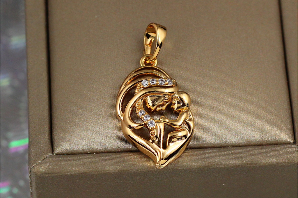 Кулон Xuping Jewelry мать и дитя сердечко 2.2 см золотистый