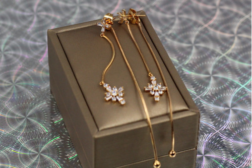 Сережки гвоздики Xuping Jewelry троянда вітрів 9 см золотисті