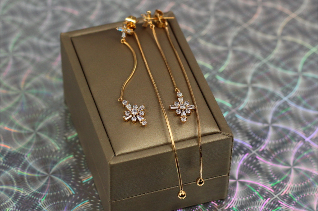 Сережки гвоздики Xuping Jewelry троянда вітрів 9 см золотисті