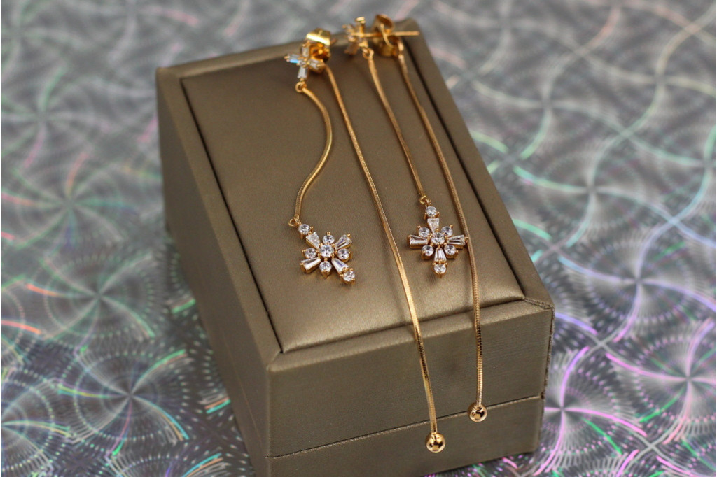 Сережки гвоздики Xuping Jewelry троянда вітрів 9 см золотисті