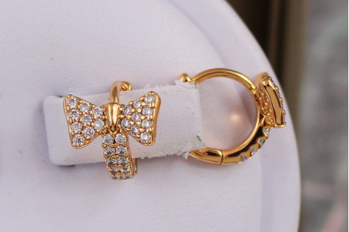 Серьги детские Xuping Jewelry бантики с косичкой 10 мм золотистые