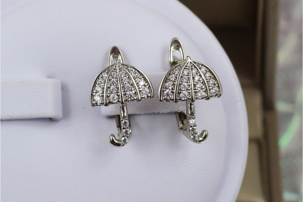 Серьги Xuping Jewelry зонтик  1.6 см серебристые