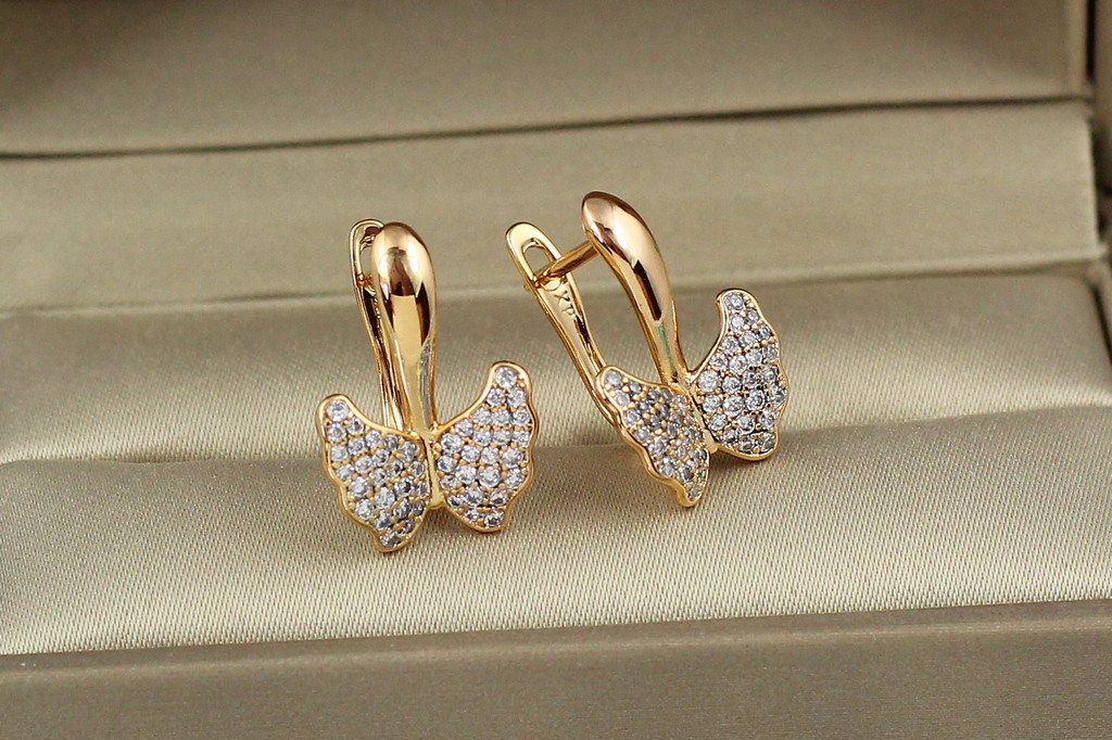Сережки Xuping Jewelry неповторний метелик 1.8 см золотисті