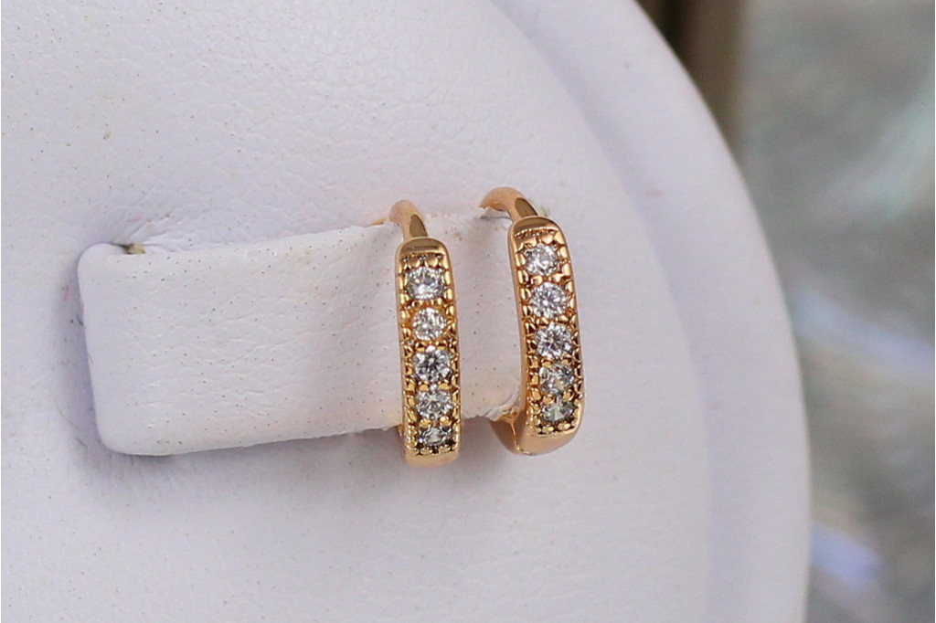 Серьги Xuping Jewelry детские дорожка из камешков 10 мм золотистые