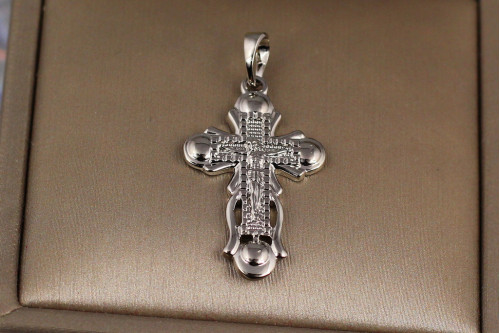 Крестик Xuping Jewelry широкий с распятием 3 см серебристый
