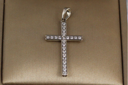 Крестик Xuping Jewelry фианиты в окантовке 3 см серебристый