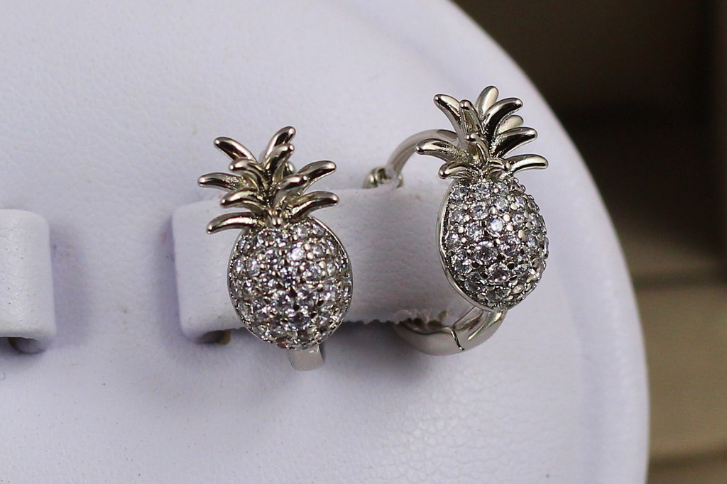 Серьги детские Xuping Jewelry ананас 1.2 см серебристые