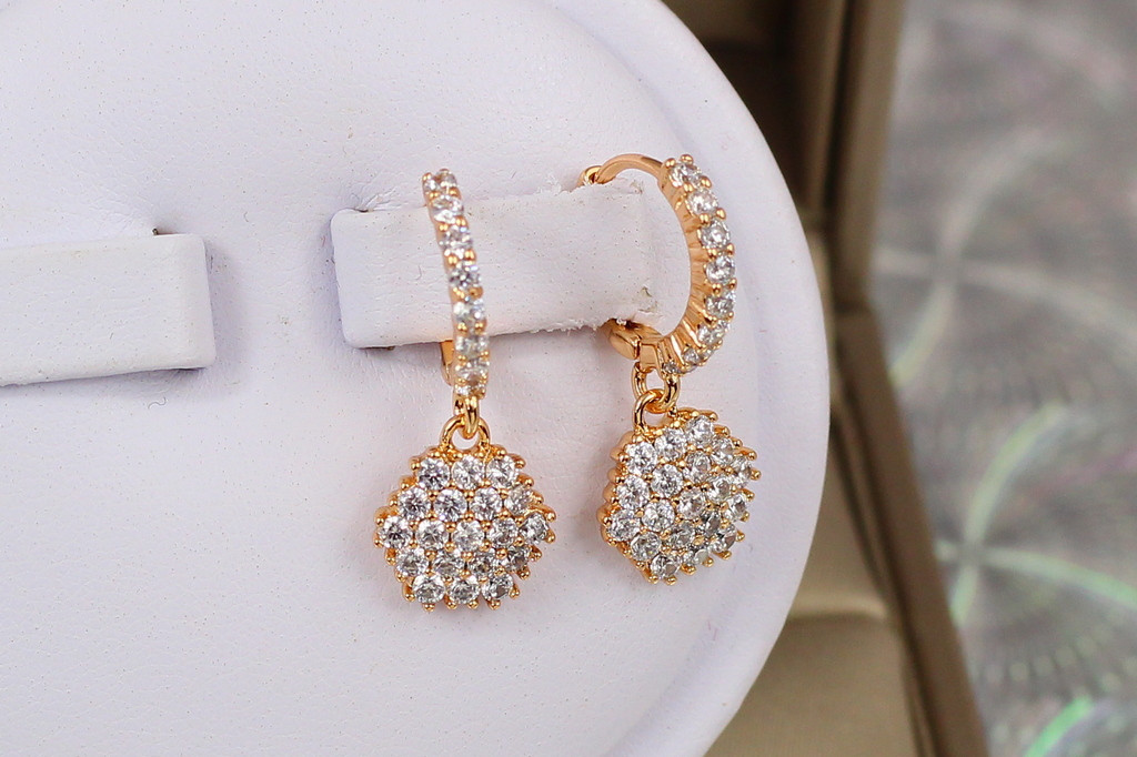 Сережки Xuping Jewelry підвіски стільники 2.5 см золотисті