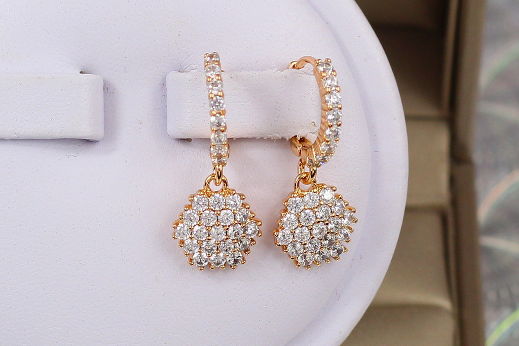 Сережки Xuping Jewelry підвіски стільники 2.5 см золотисті