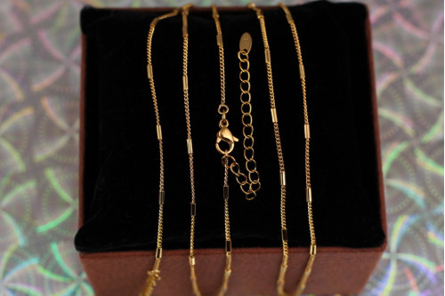 Ланцюг Xuping Jewelry панцирний із циліндричними вставками 45 см 1 мм золотистий