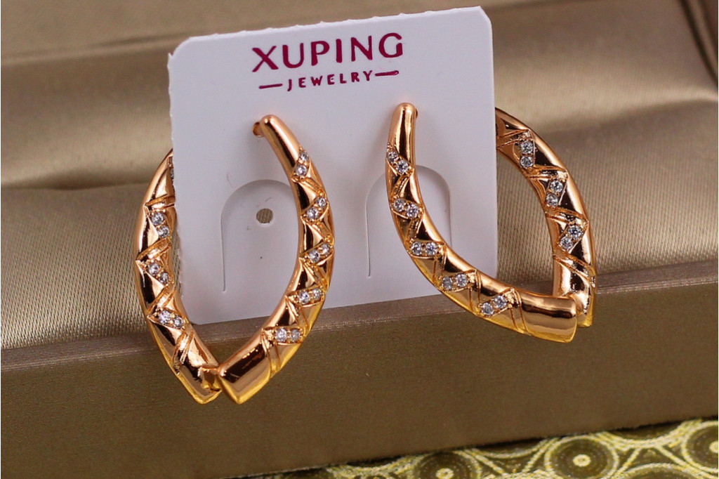Сережки Xuping Jewelry дужки 2.5 см золотисті
