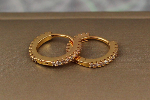 Серьги Xuping Jewelry дорожка из камней спереди и сзади 1.3 см золотистые