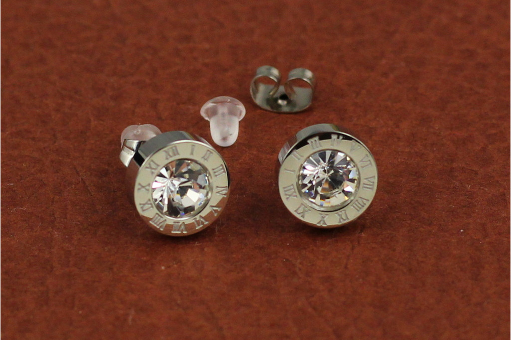 Серьги  Xuping Jewelry римские цыфры 10 мм серебристые