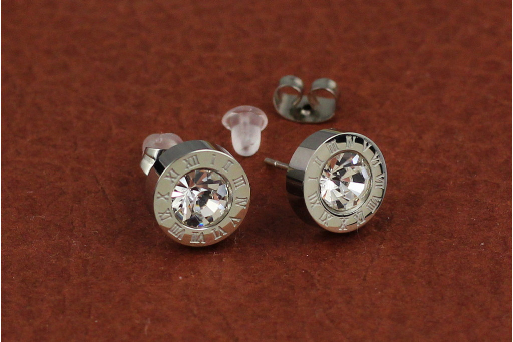 Серьги  Xuping Jewelry римские цыфры 10 мм серебристые