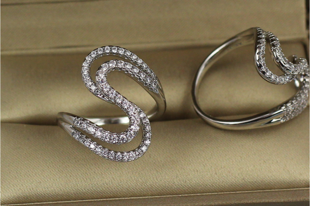 Кільце Xuping Jewelry подвійний зигзаг нахлистом р 17 сріблясте