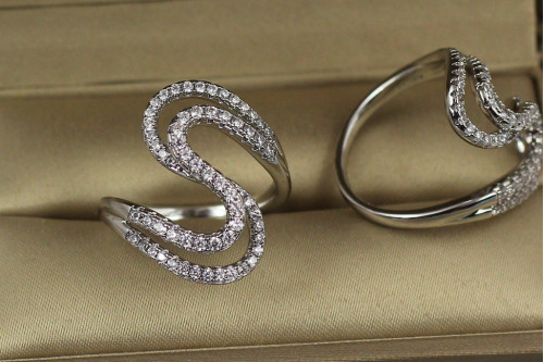 Кільце Xuping Jewelry подвійний зигзаг нахлистом р 17 сріблясте