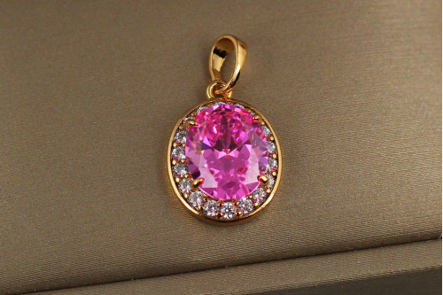 Кулон Xuping Jewelry малинки розовый камень 1.7 см золотистый