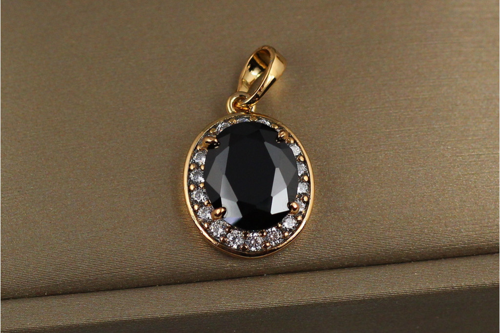 Кулон Xuping Jewelry малинки чорний камінь 1.7 см золотистий