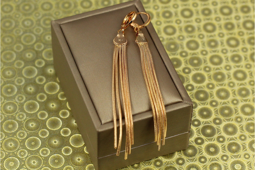 Сережки Xuping Jewelry підвіски позначки 9 см золотисті