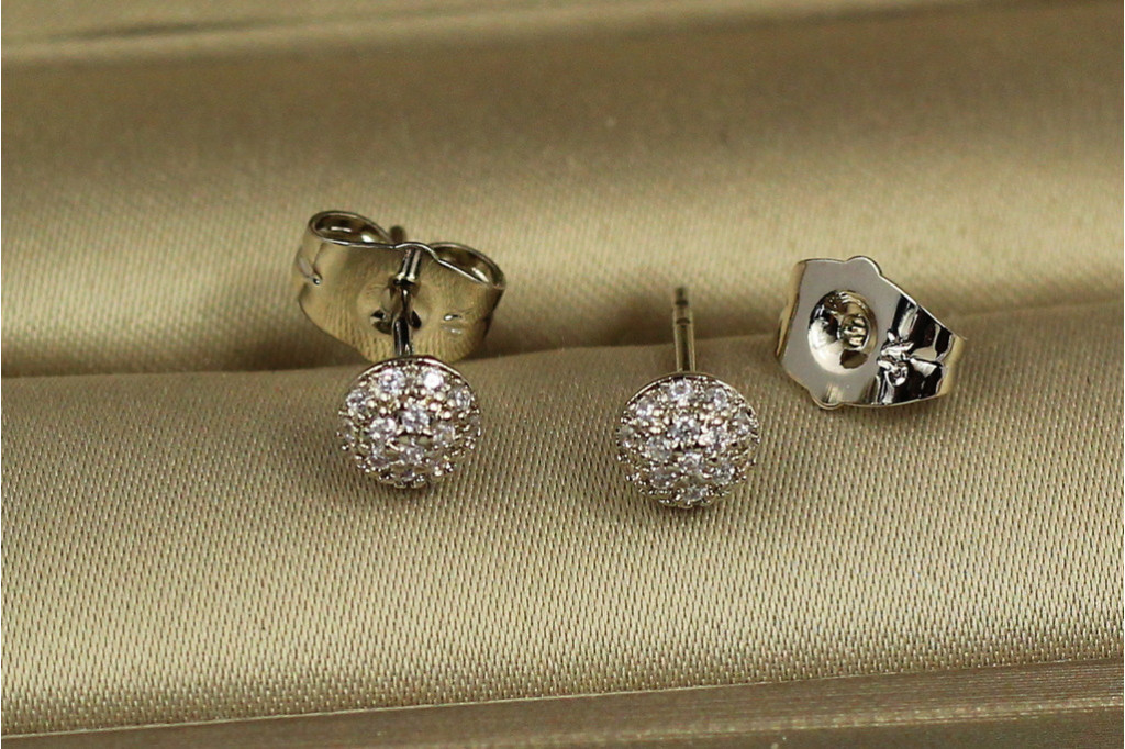 Серьги гвоздики Xuping Jewelry полусфера 5 мм серебристые