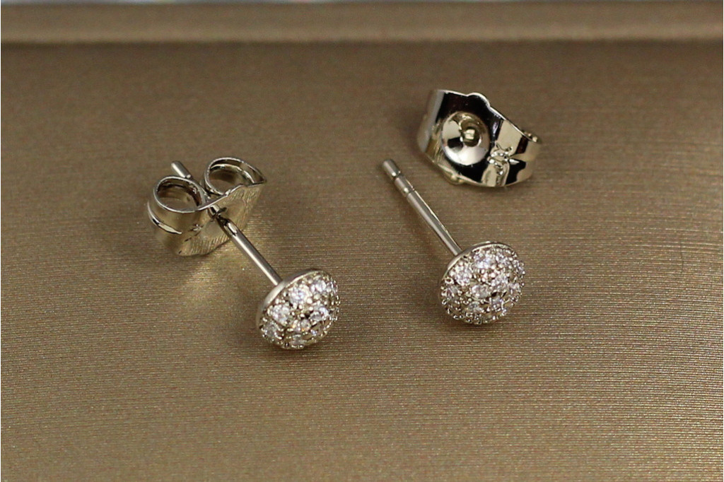 Серьги гвоздики Xuping Jewelry полусфера 5 мм серебристые