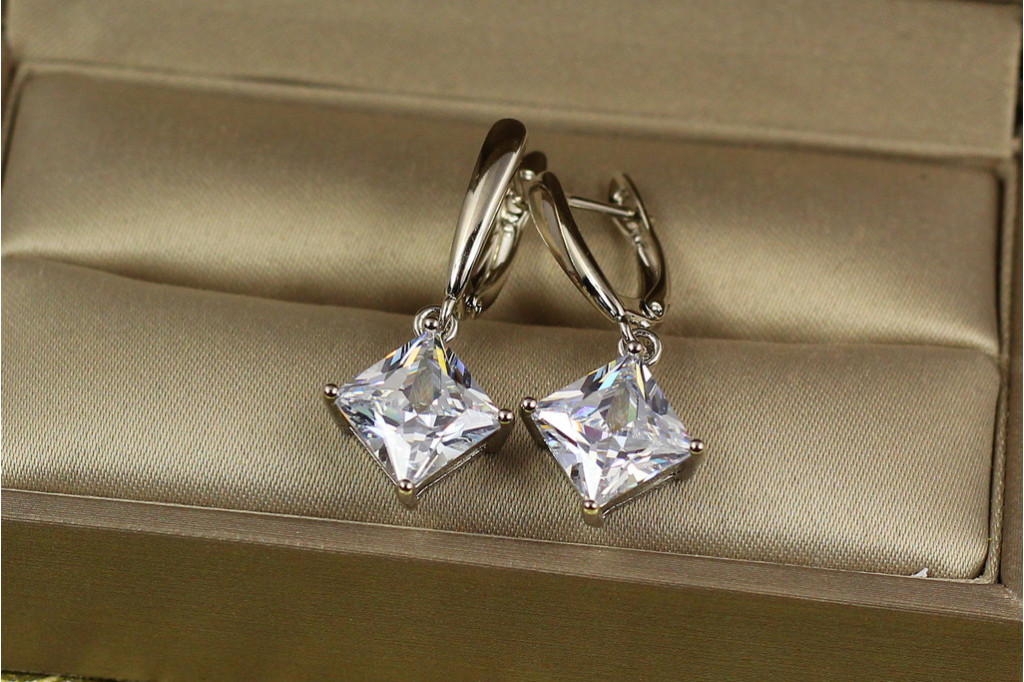 Сережки Xuping Jewelry ромбики 3 см сріблясті