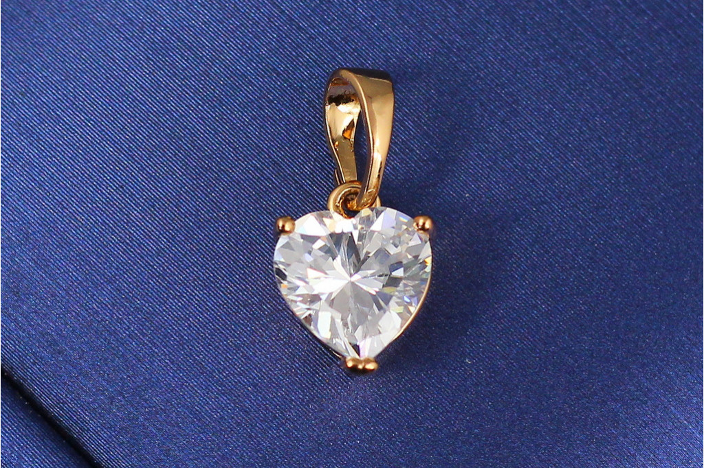 Кулон Xuping Jewelry фианит сердечком 9 мм золотистый