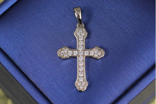Крестик Xuping Jewelry с фианитами в ободке 2.6 см серебристый