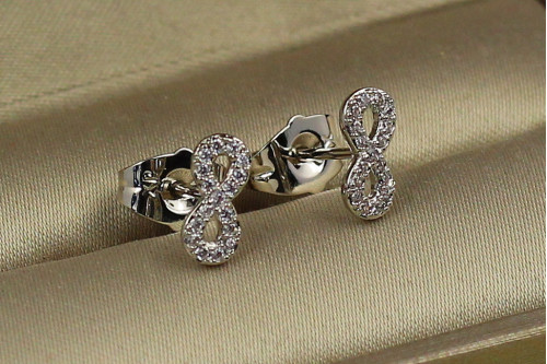 Сережки гвоздики Xuping Jewelry нескінченність із камінчиками 4 мм сріблясті