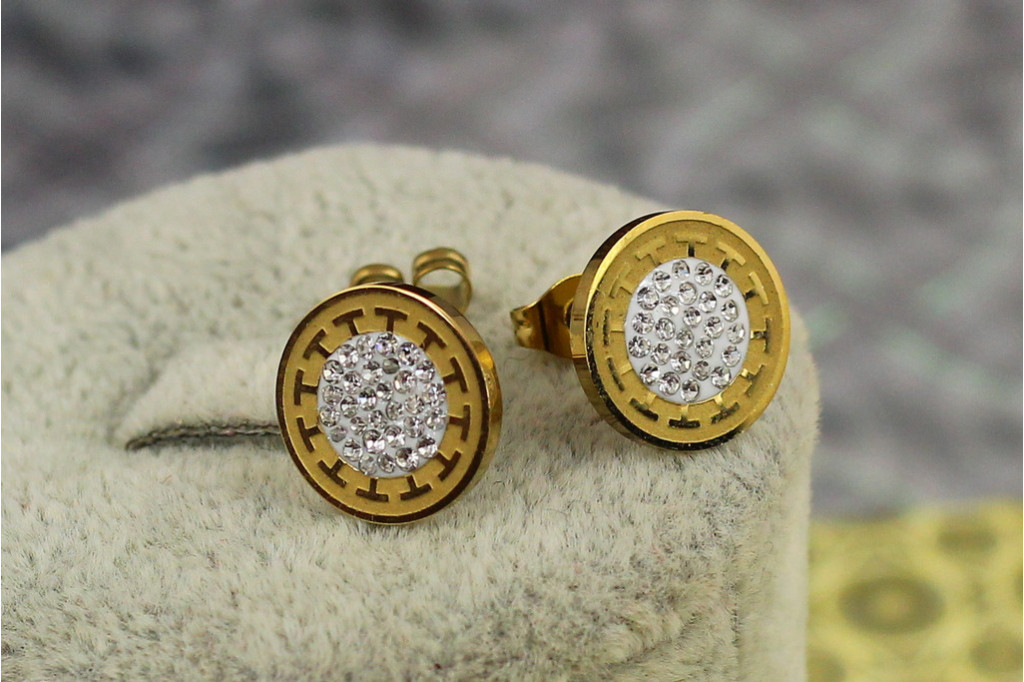 Серьги гвоздики  Xuping Jewelry монетка Версаче 1.2 см лимонное золото