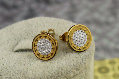 Серьги гвоздики  Xuping Jewelry монетка Версаче 1.2 см лимонное золото