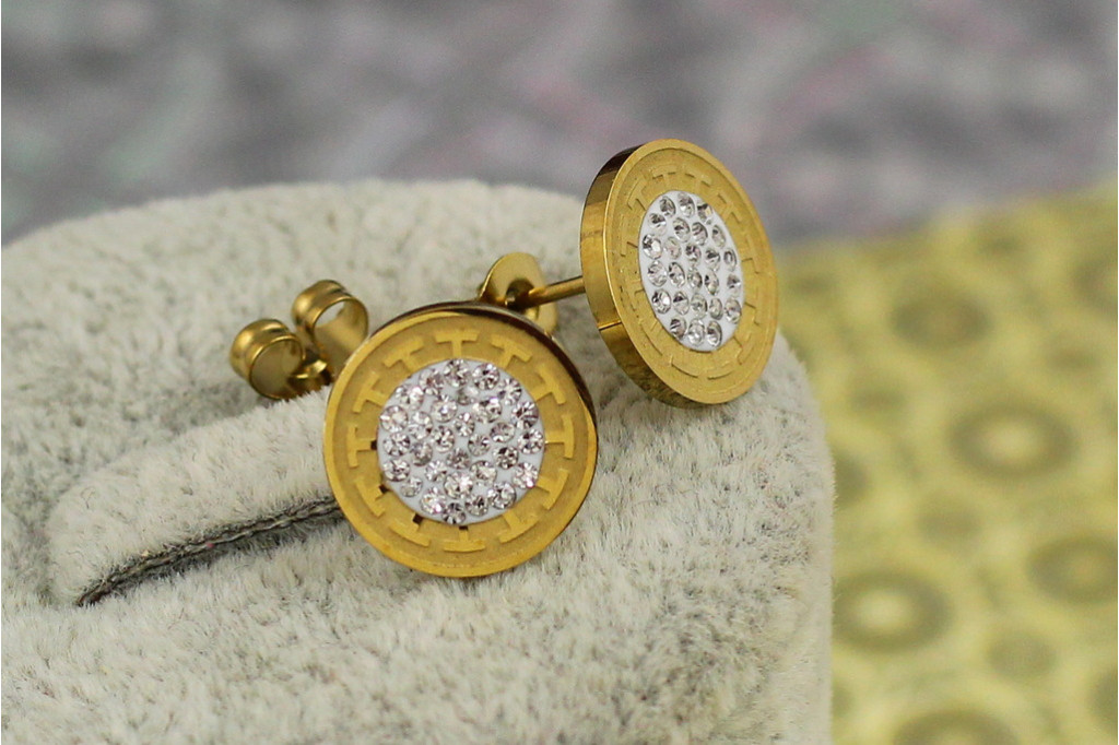 Серьги гвоздики  Xuping Jewelry монетка Версаче 1.2 см лимонное золото