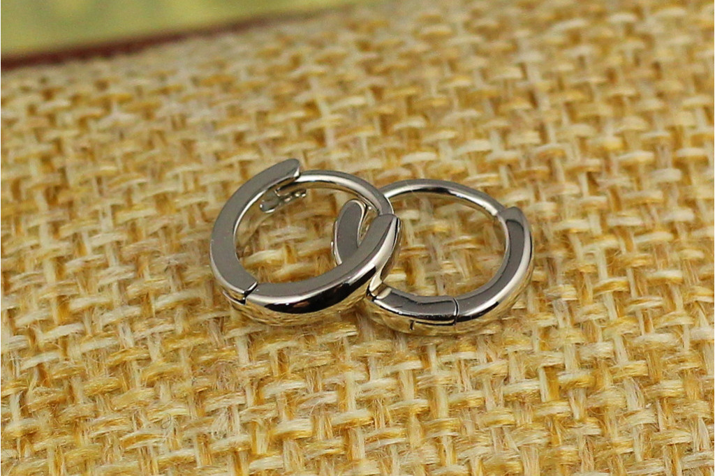 Серьги кольца Xuping Jewelry гладкие 10 мм серебристые