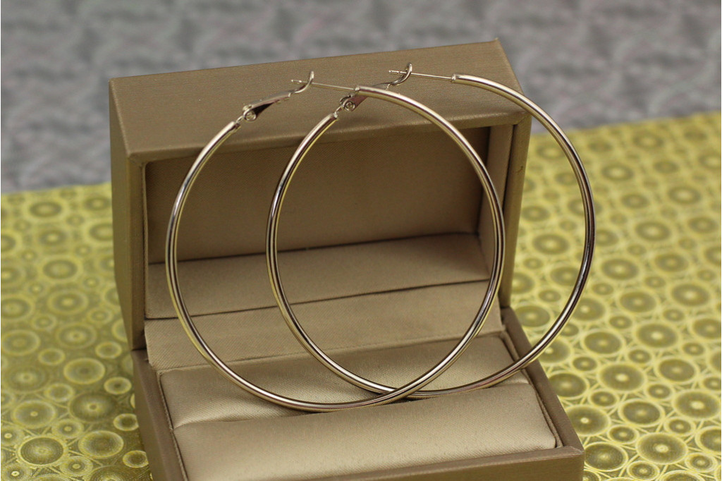 Сережки кільця Xuping Jewelry гладкі 6 см сріблясті