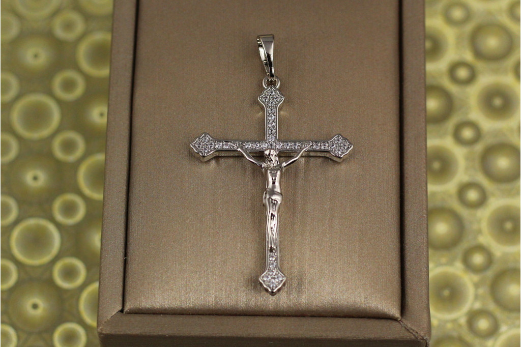 Крестик Xuping Jewelry распятье с ромбами на концах 3,6 см серебристый