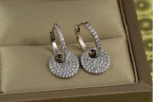 Сережки Xuping Jewelry монетка на колечку з фіанітів 2.2 см сріблясті