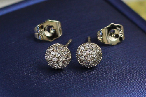 Сережки гвоздики Xuping Jewelry напівсфера з камінців 7 мм сріблясті