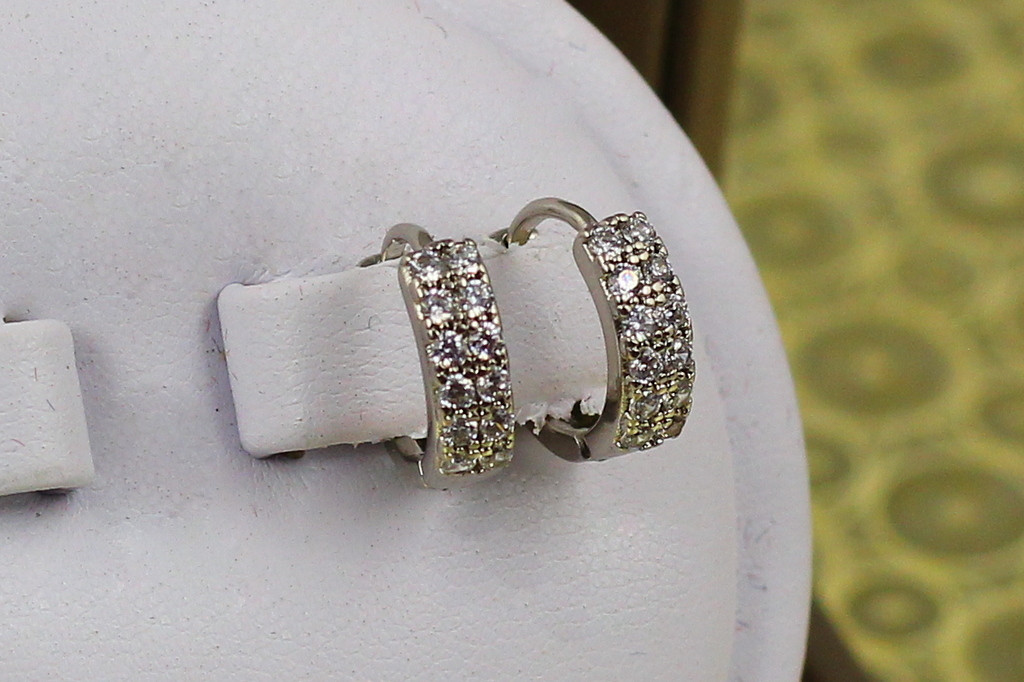 Серьги Xuping Jewelry кольца две дорожки 1.1 см серебристые