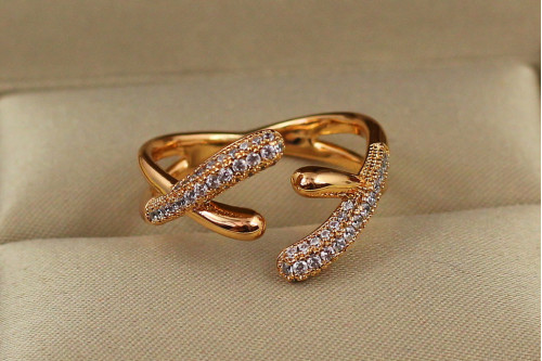 Кільце Xuping Jewelry подвійна рогатка р 16+ золотисте