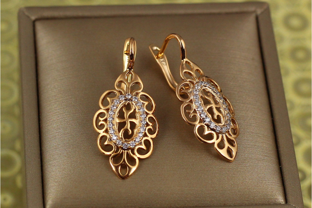 Сережки Xuping Jewelry східний край 3.3 см золотисті