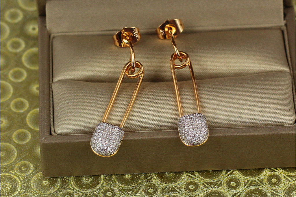 Сережки гвоздики Xuping Jewelry шпилька з родієм 3.5 см золотисті