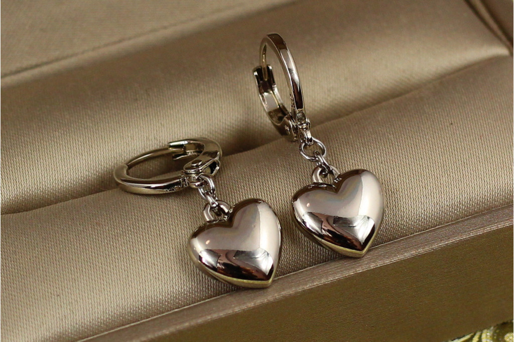 Сережки Xuping Jewelry підвіски чисте серце 2.6 см сріблясті