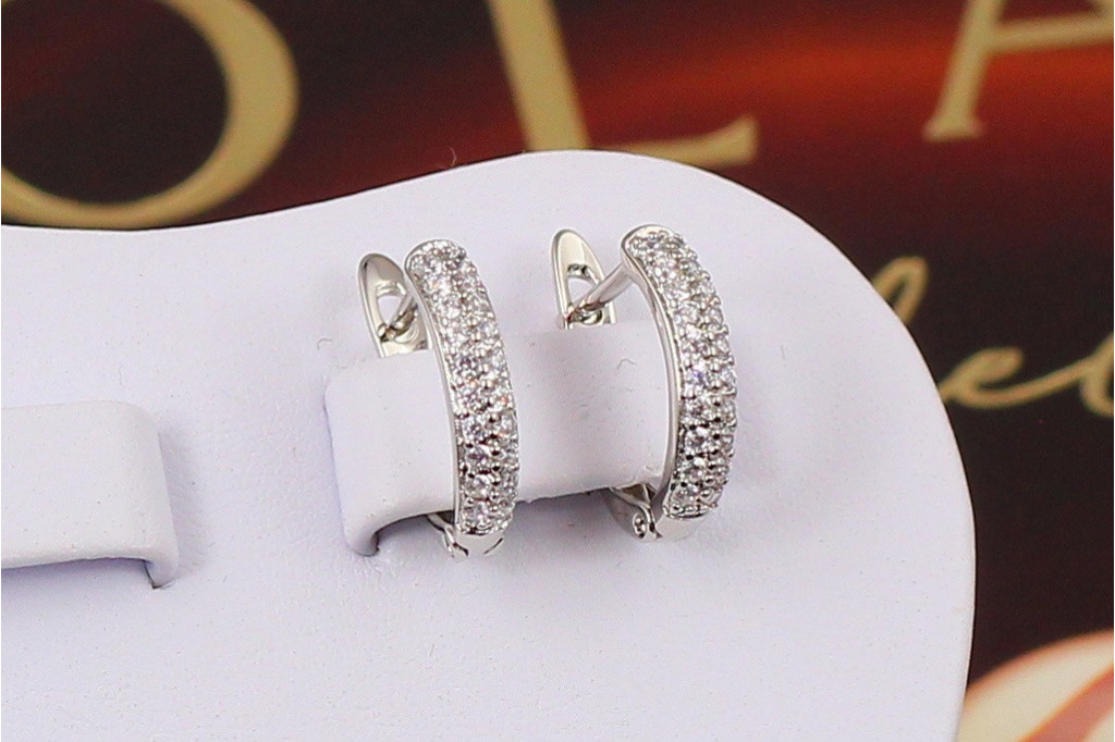 Серьги Xuping Jewelry две дорожки из фианитов 1.4 см серебристые