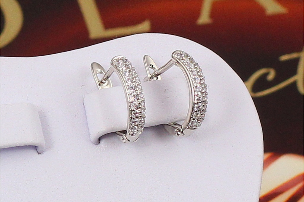 Серьги Xuping Jewelry две дорожки из фианитов 1.4 см серебристые
